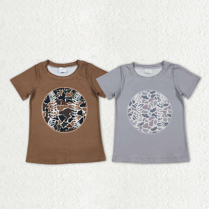 Sibling Baby Boys Camo Baseballs Top Pockets Short Team Clothes Sets