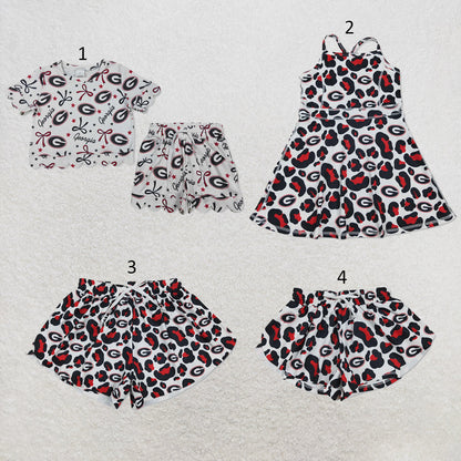 Sibling Mama and Me Kids Bows G Team Clothes Sets Yoga Active Dress Butterfly Shorts