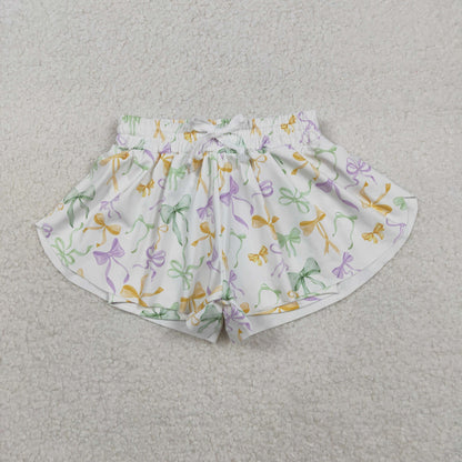 Mama and Me Mardigras Bows Yoga Active Shorts Bottoms