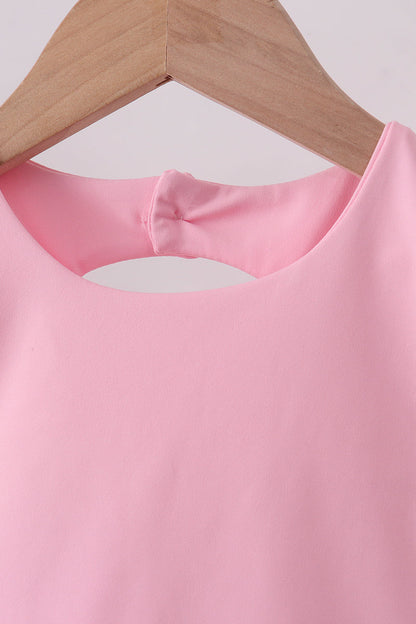 Pink scalloped active skorts set