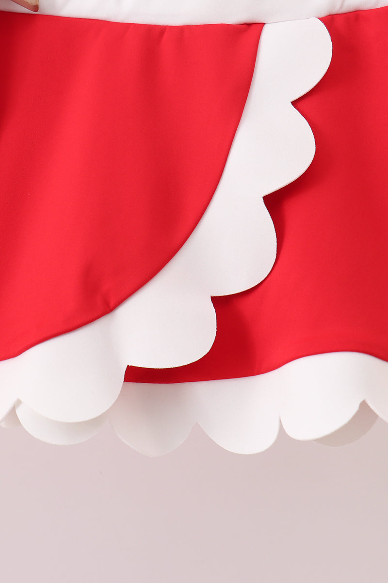 Red Performance Scalloped Skorts Set