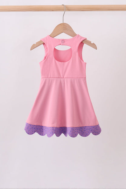 Pink scalloped bow active dress