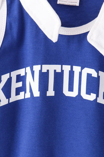 Blue Kentucky active shorts set