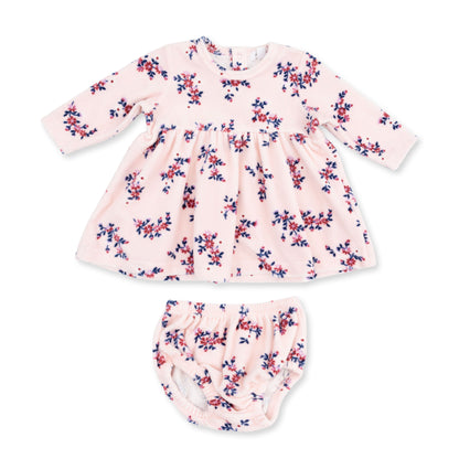 Nora Floral Velour - Long Sleeve Empire Waist Dress and Bloomer