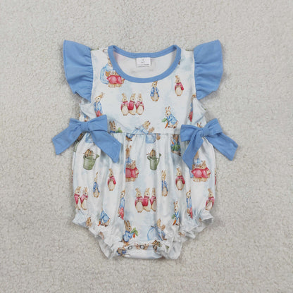 Sibling Baby Girls Rabbit Eggs Tunic Ruffle Shorts Easter Clothes Set Knee Length Dress Rompers