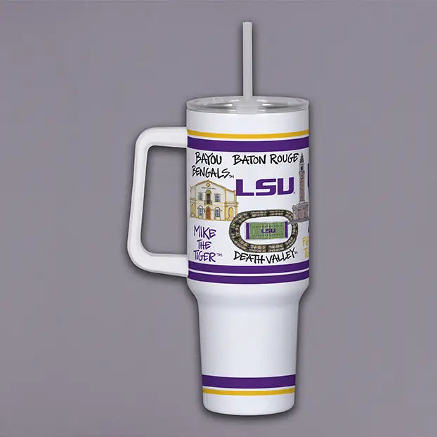 LSU Bayou Icons Tumbler | 40oz Insulated Travel Cup with Handle
