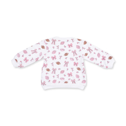 Footballs and Bows - Oversized Sweatshirt and Baby Bells