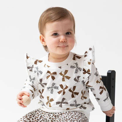 Leopard Bows - Ruffle Sweatshirt