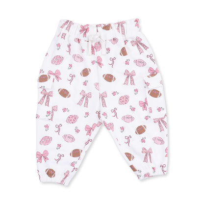 Footballs and Bows - Ruffle Sweatshirt and Fashion Cargo Pants