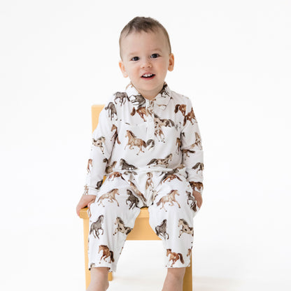 Wild Horses - Long Sleeve Cowboy Romper