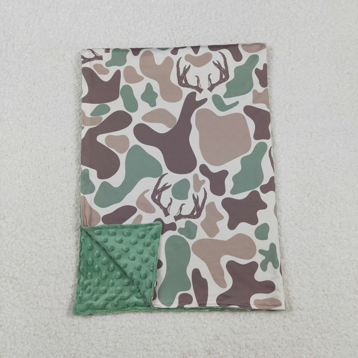 BL0226 Baby Kids Green Khaki Deer Camo Hunting Blankets