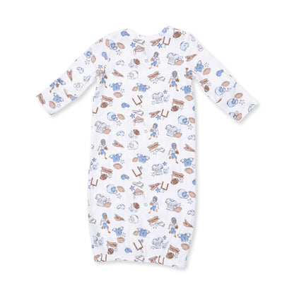 Football Nursery - Lap Shoulder Gown and Knotted Hat