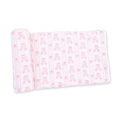 Ballet Shoes Ribbon Stripe - Swaddle Blanket