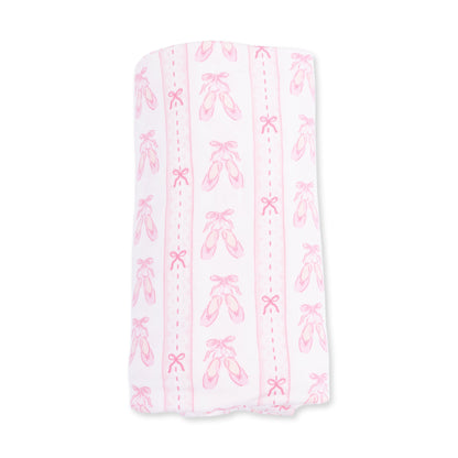 Ballet Shoes Ribbon Stripe - Swaddle Blanket