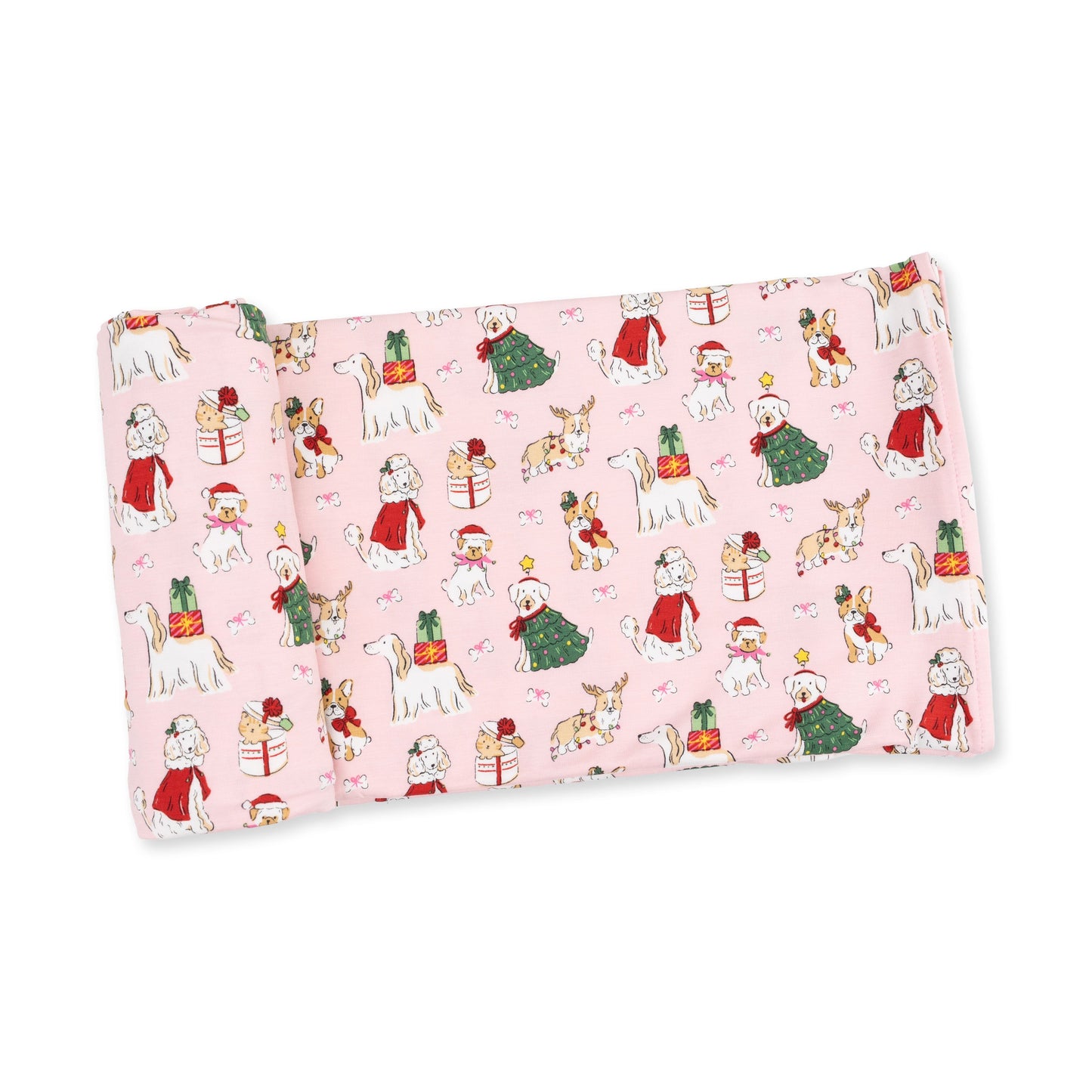 Christmas Dogs Pink - Swaddle Blanket
