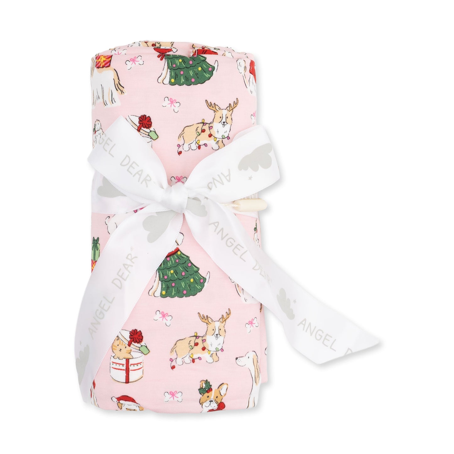 Christmas Dogs Pink - Swaddle Blanket