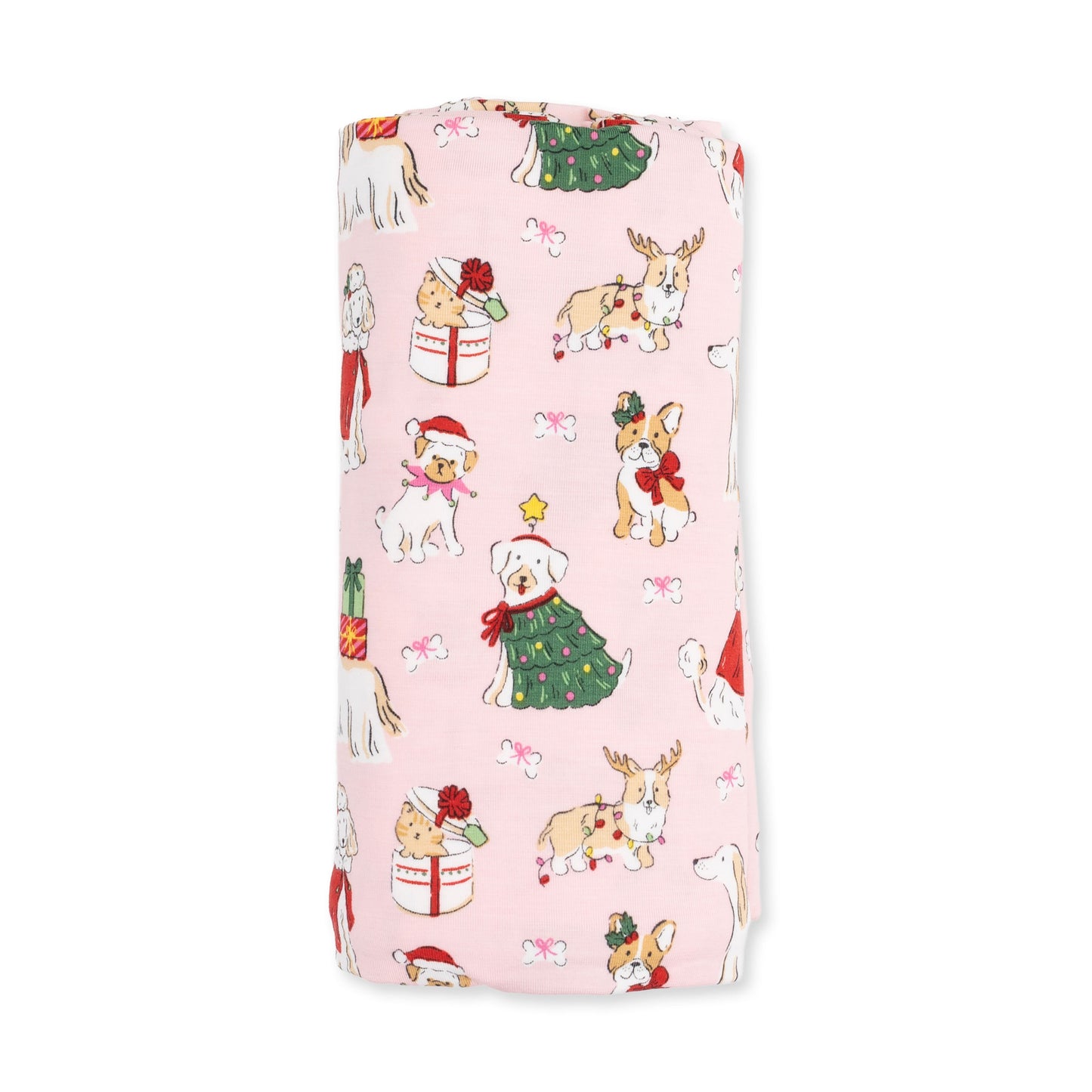 Christmas Dogs Pink - Swaddle Blanket