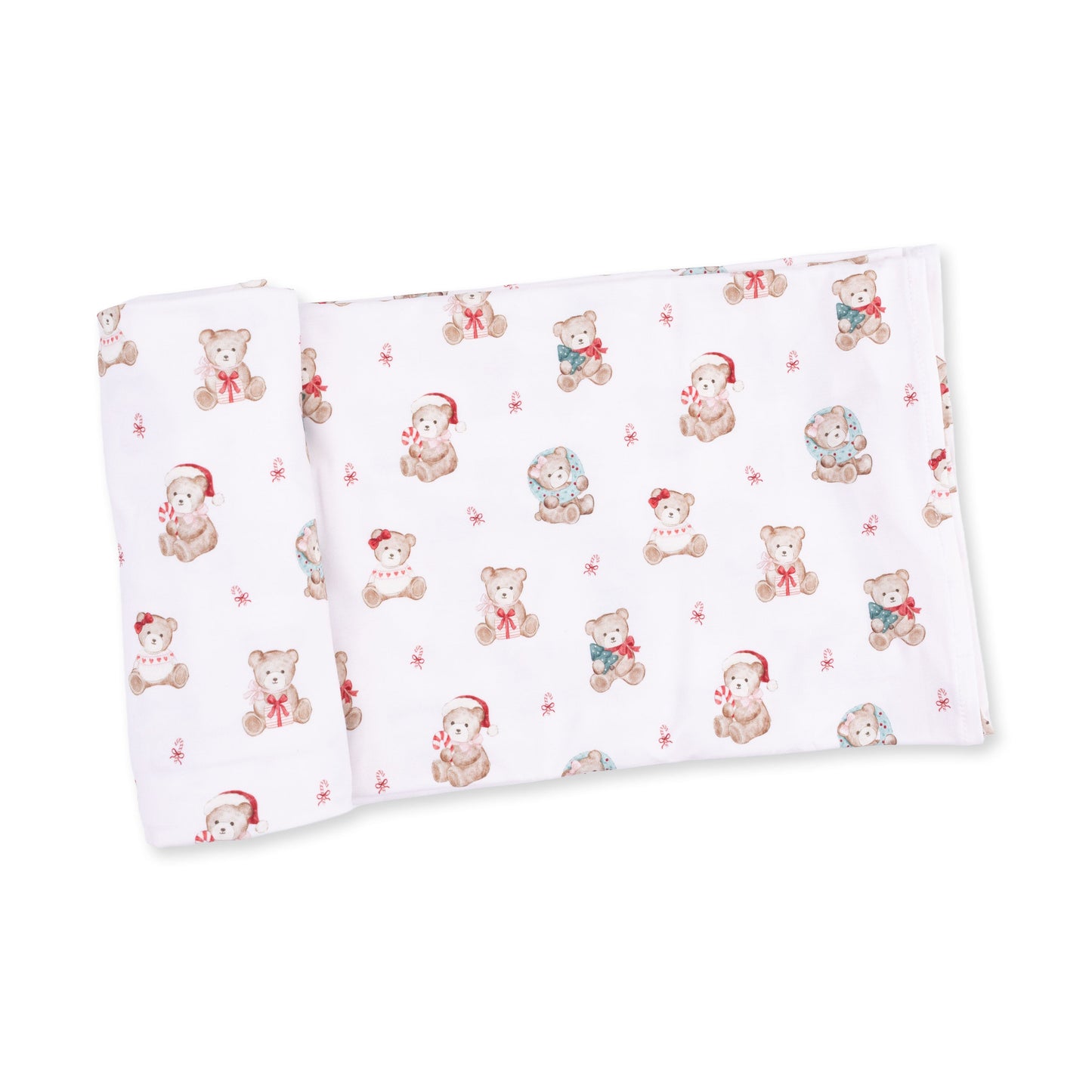 Christmas Teddy Bears Pink - Swaddle Blanket