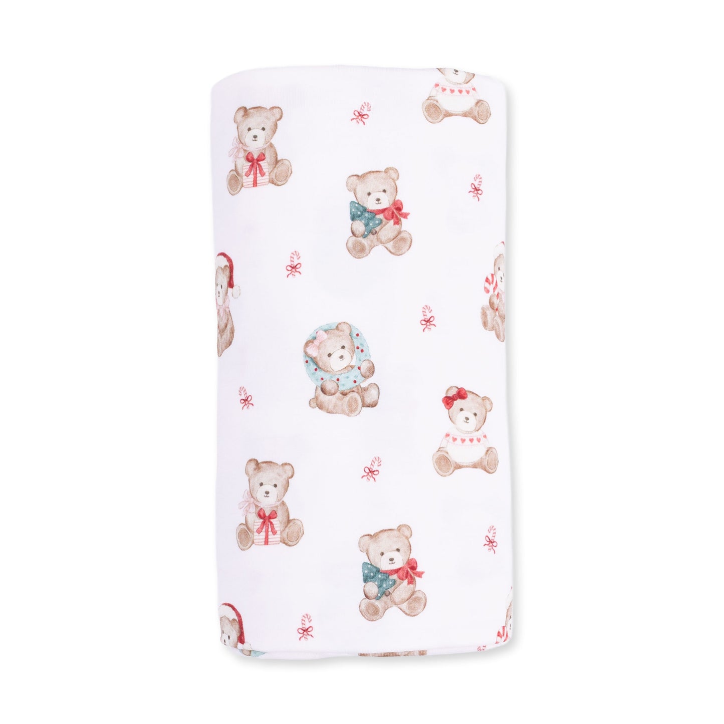 Christmas Teddy Bears Pink - Swaddle Blanket