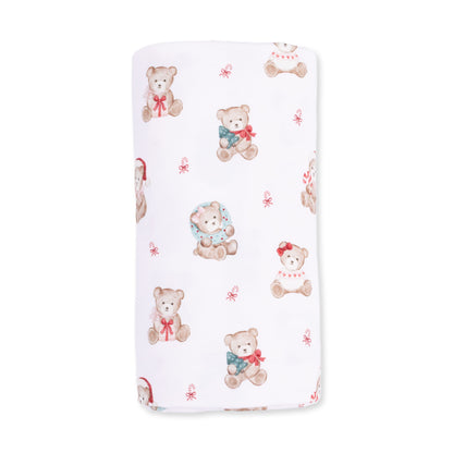 Christmas Teddy Bears Pink - Swaddle Blanket