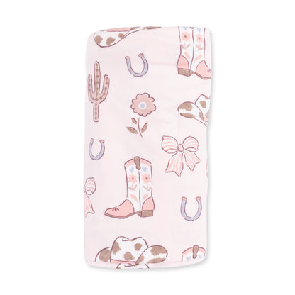 Cowgirl Boots and Bows - Swaddle Blanket
