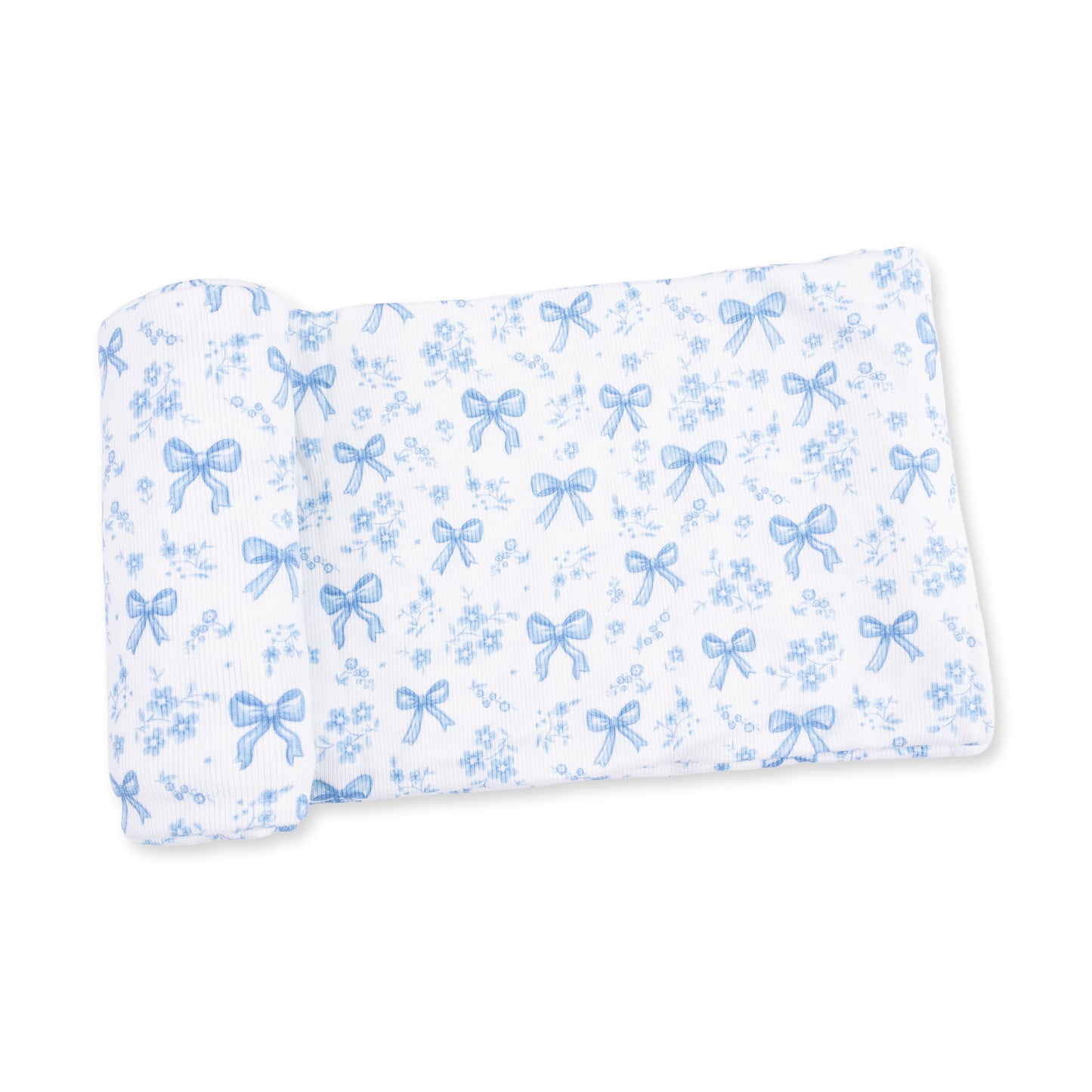 Blue Bows and Flowers - Swaddle Blanket