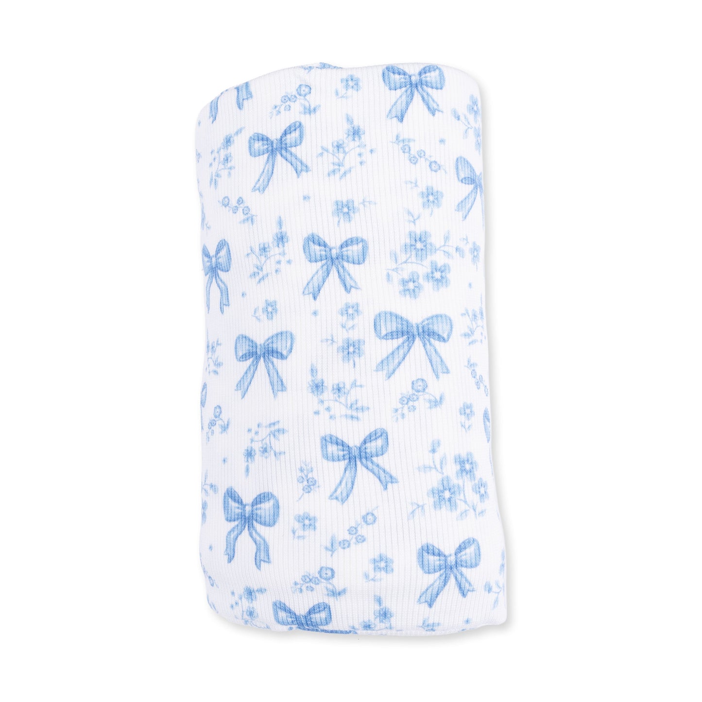 Blue Bows and Flowers - Swaddle Blanket