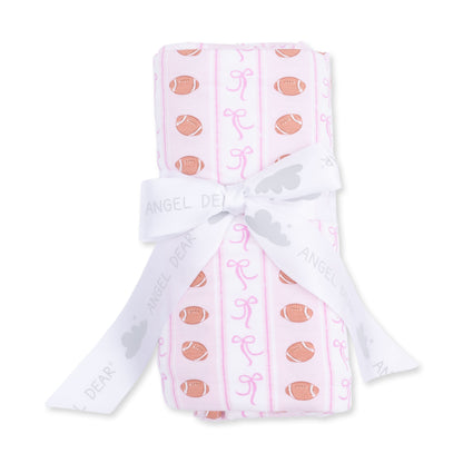 Football Bow Stripe - Swaddle Blanket