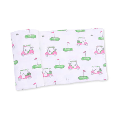 Golf Carts Pink - Swaddle Blanket
