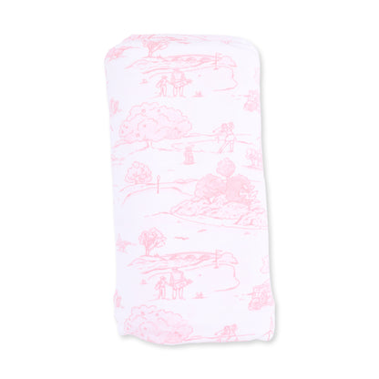 Golf Toile Pink - Swaddle Blanket
