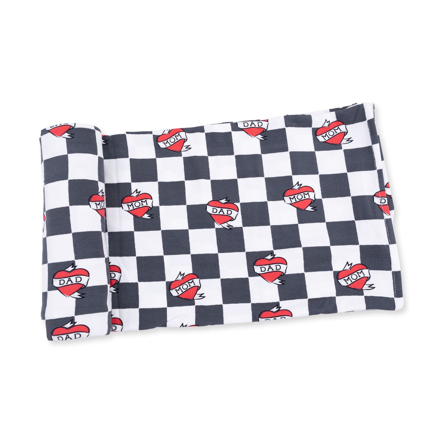 Heart Tattoo Check Black - Swaddle Blanket