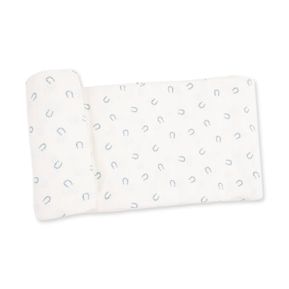 Little Horseshoes Blue - Swaddle Blanket