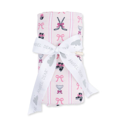 Megan's Bowtiful Hockey Stripe - Swaddle Blanket