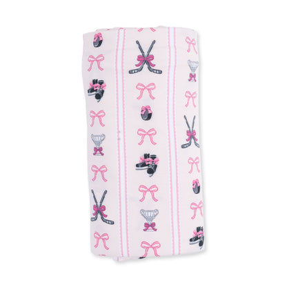 Megan's Bowtiful Hockey Stripe - Swaddle Blanket