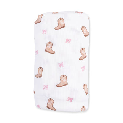 Mini Cowgirl Boots - Swaddle Blanket
