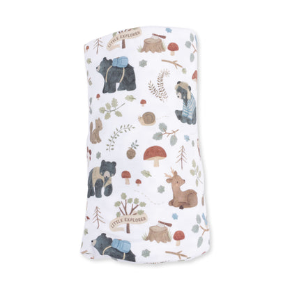 Southern Woodland Animals Green - Swaddle Blanket