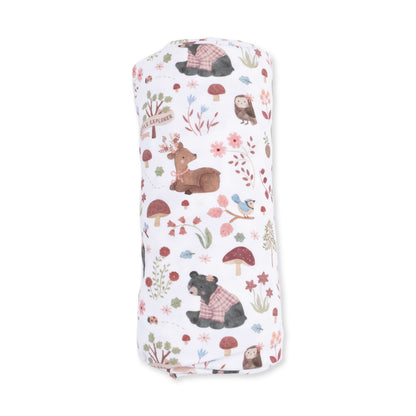 Southern Woodland Animals Pink - Swaddle Blanket