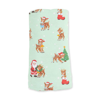 Vintage Reindeer & Santa Uni - Swaddle Blanket