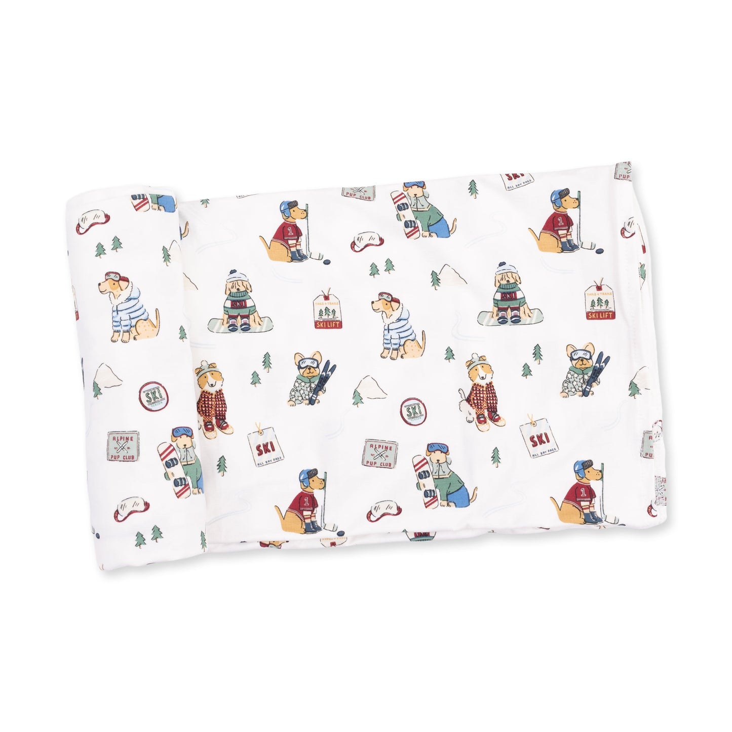 Winter Sports Dogs Green - Swaddle Blanket