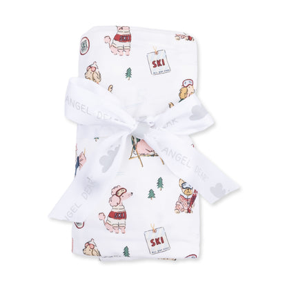 Winter Sports Dogs Pink - Swaddle Blanket
