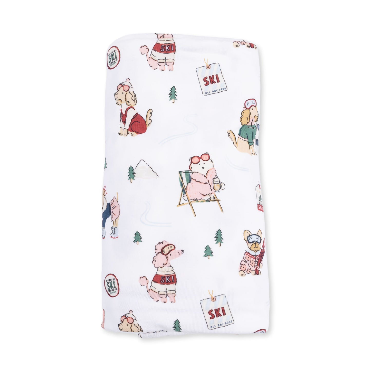 Winter Sports Dogs Pink - Swaddle Blanket