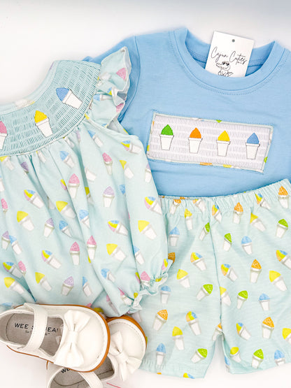 Snowball Smocked Children’s Boy Set | Summertime Smocked Clothes