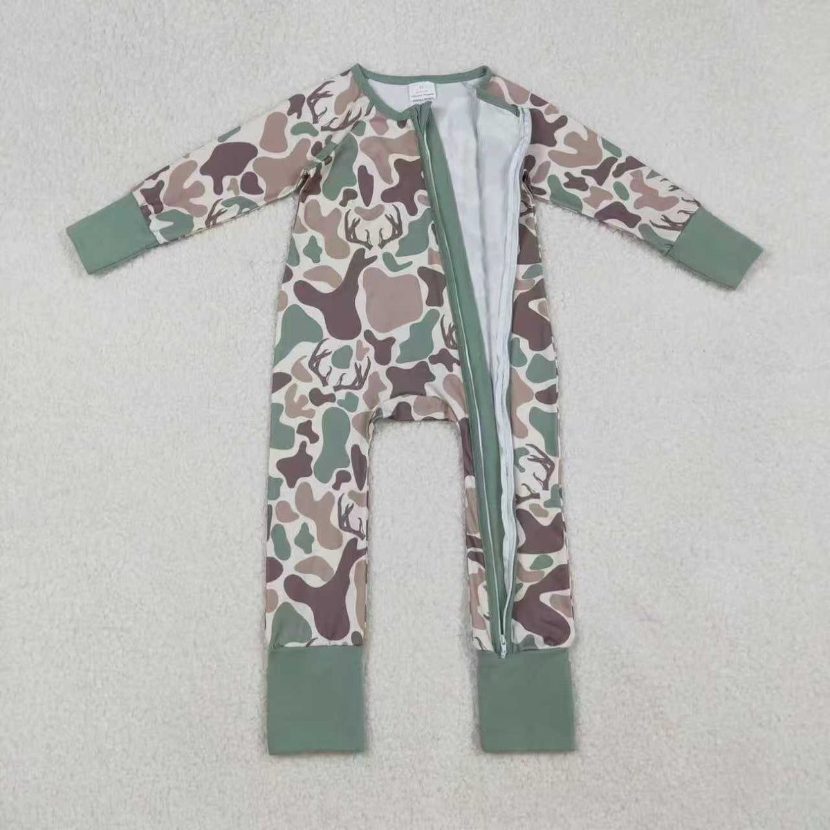 Sibling Baby Boys Deer Camo Hunting Pajamas Set Zip Romper Hoodies Top Blanked