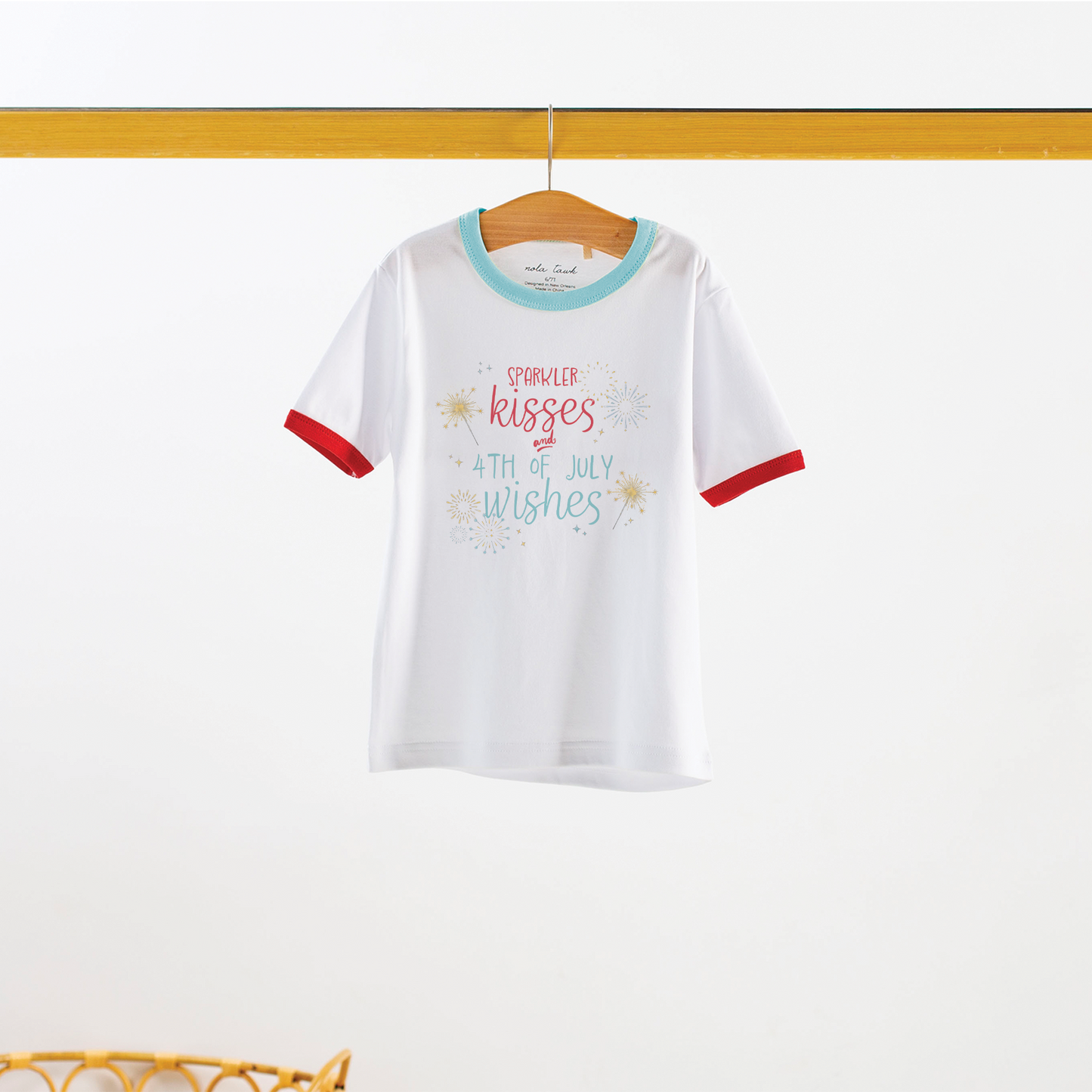 Sparkler Kisses and 4th of July Wishes Organic Cotton Tee