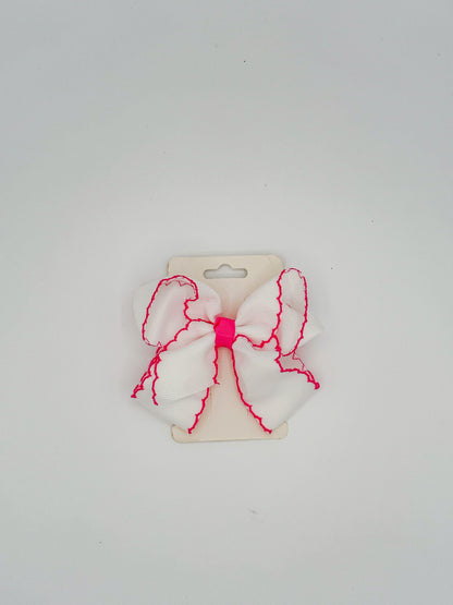 White Lace Trim Hair Bows