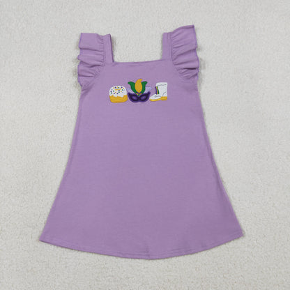Sibling Baby Girls Embroidery Mask Anchors Tunic Ruffle Shorts Mardigras Clothes Sets Dresses
