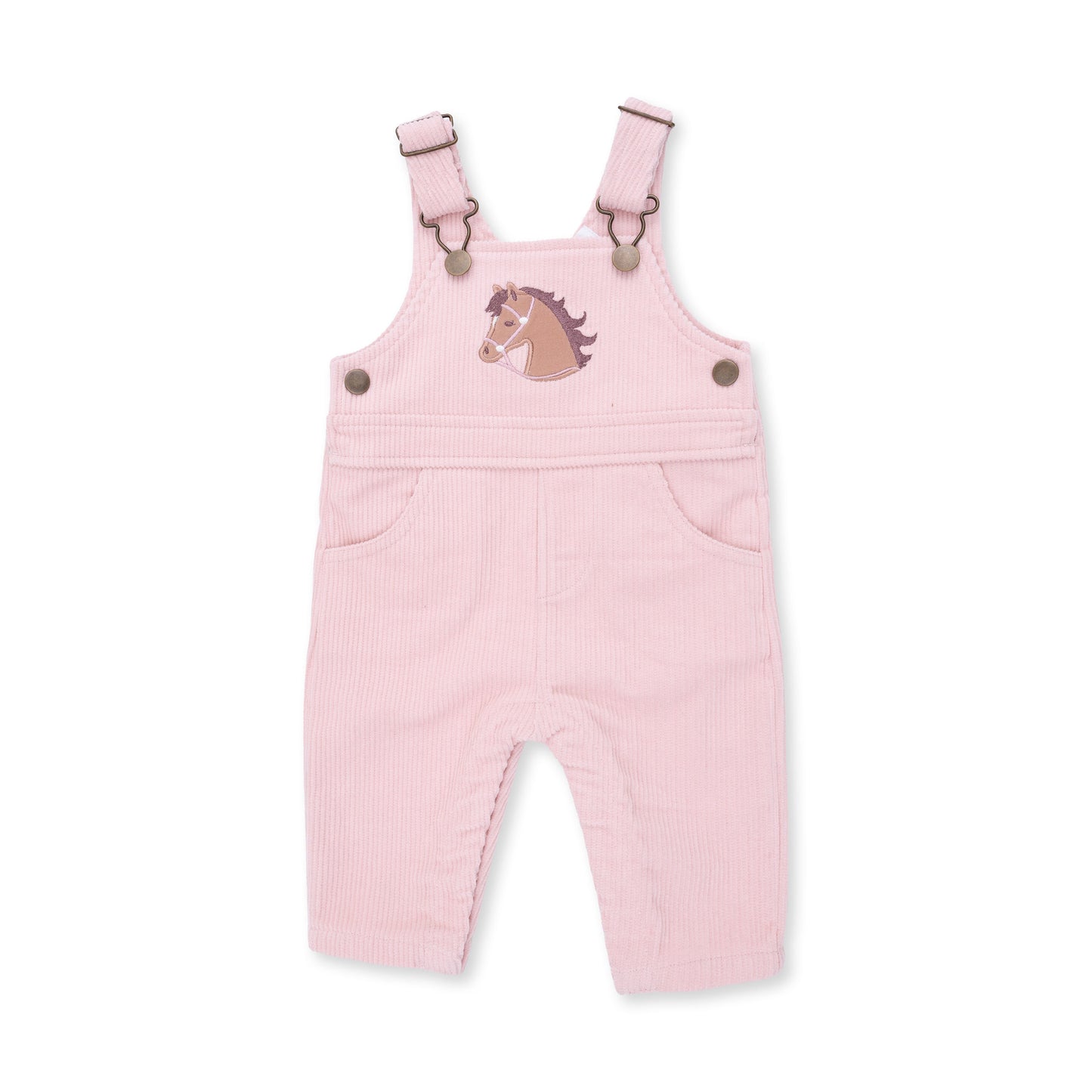 Veiled Pink Corduroy - Uni Old School Overall with Horse Applique