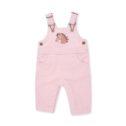 Veiled Pink Corduroy - Uni Old School Overall with Horse Applique