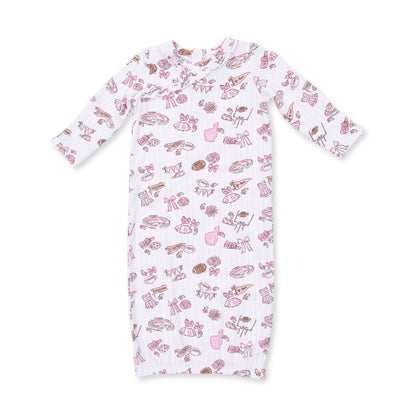 Football Cheer Nursery - Kimono Gown and Ruffle Knotted Hat