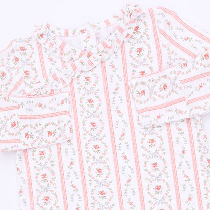 Marnie Rosebud Stripe - Kimono Gown and Knotted Hat